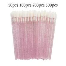 500 chiếc cọ thoa son môi dùng một lần, màu hồng pha lê, dùng cho son môi và son bóng, màu hồng - Hồng - Xem 7