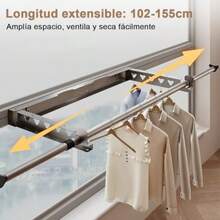 Tendedero Plegable para Ropa Pared Retractil Estante de Secado de Ropa Montado en Pared Tendedero Acordeón de Pared Extensible Wall Mounted Drying Rack para Lavandería Balcón Baño Ahorro de Espacio - Marrn - Ver 4