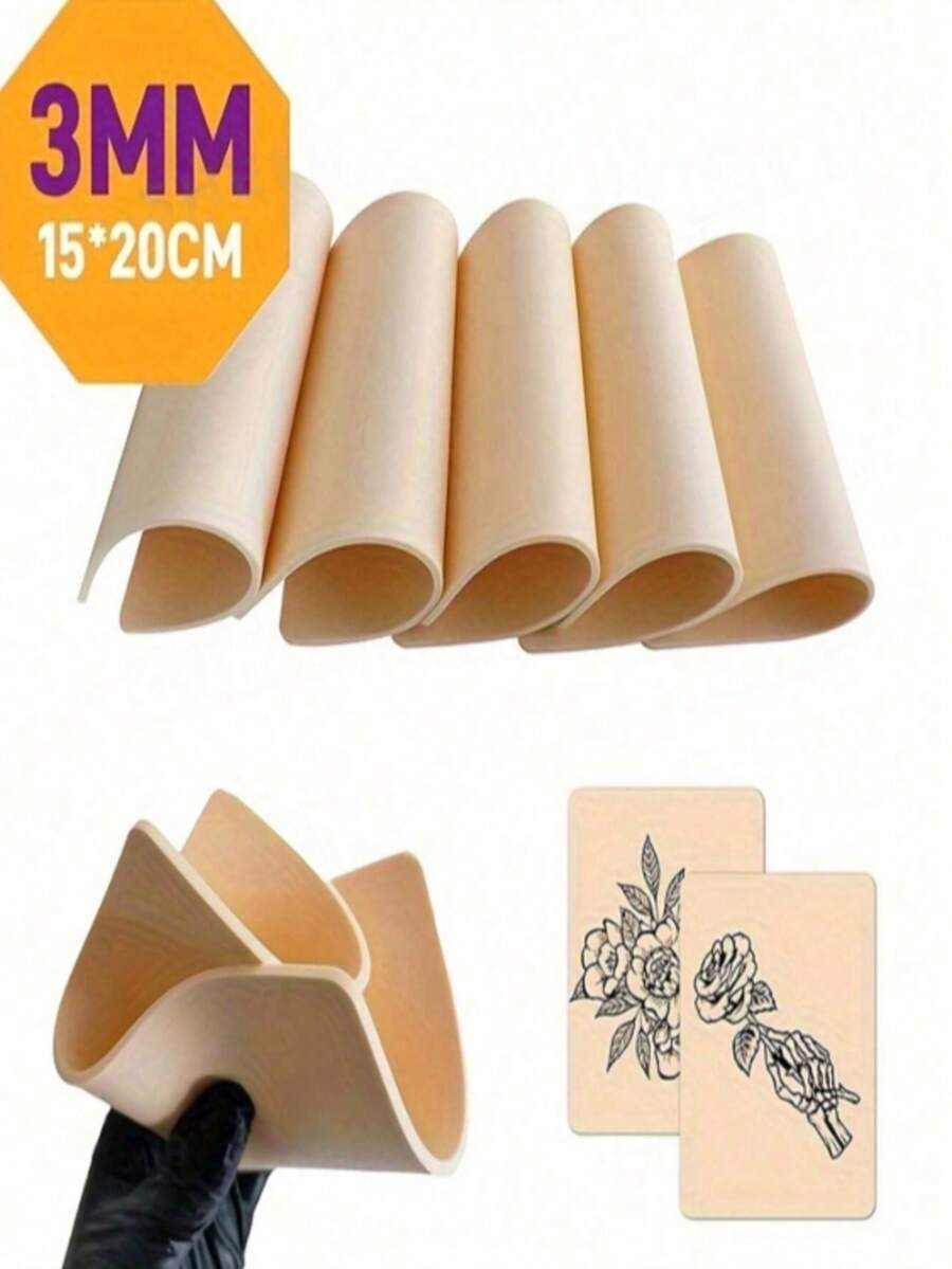1/5/10 miếng da giả tập xăm, vẽ lông mày, hai mặt, màu hồng, dành cho người mới bắt đầu xăm hình. - Nhiều màu - Xem 1
