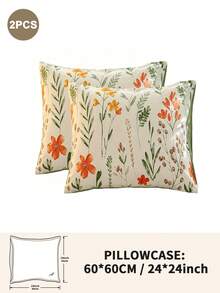 1pc/2pcs/4pcs Polyester Flowers And Plants Floral Plant Print Pillow Cover Set (Pillow Inner Not Included), Soft & Comfortable, Suitable For All Seasons,Perfect For Home Dorm Apartment Guest Room Vacation Rental & Gift-Giving - Multicolor - View 34