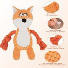 TONYFY - Juguetes para perros, juguetes chirriantes con papel arrugado, juguete de masticación de peluche para perros, juguetes interactivos de cuerda de algodón para cachorros pequeños y medianos (zorro naranja) : Productos para animales - Amarillo - Ver 2