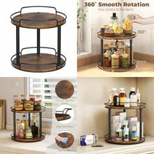LAMU Organizador de Cocina Lazy Susan Giratorio Plato Giratorio de Madera para Gabinete Mesa Cocina Despensa Mostrador de Baño Bandeja Decorativa Centro de Mesa - Madera - Ver 1