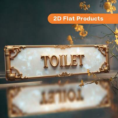 2D Flat - This Is A 2D Flat, Retro Style Sign, Labeled "Toilet", Size 10X40 Cm (3.9X15.7 Inches). It Is An Ideal Choice For Home Decor, Suitable For Bathroom, Kitchen, Office, Cafe And Country-Style Indoor Decoration.