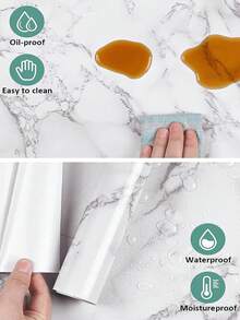 1 Roll Thick Self-Adhesive Marble Patterned Wallpaper, Arabic Scato White Design, Waterproof, Suitable For Kitchen And Bathroom Decoration - Large White - View 10