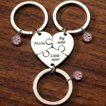 3pcs/Set Daughter & Mother Key Chain Set, Heart Shaped Sister & Mom Family Key Holder - Baby Pink - View 7