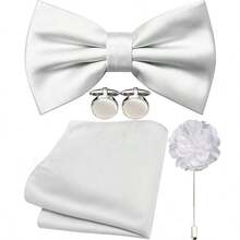 Bow Ties For Men, Men's Pre-Tie Bow Tie Satin Silk Adjustable Bow Tie Cufflinks Lapel Pin Sets For Wedding, Formal Business Meeting, Prom, Interview, Casual Party, Banquet - Multicolor - View 18