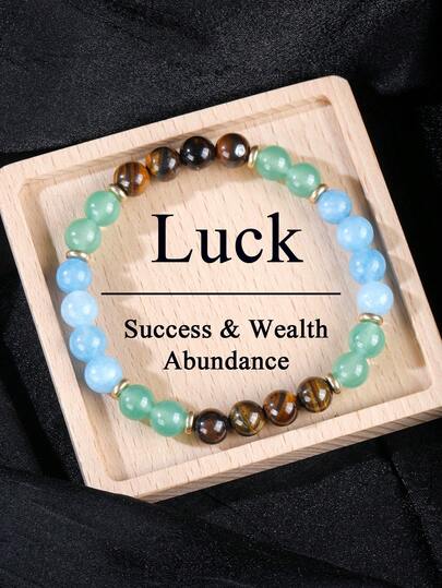 Abundance And Prosperity Bracelet With Tiger Eye, Green Aventurine Success & Wealth Crystal Bracelet, Good Fortune, Friendship Spiritual Jewelry Gift For Men And Women Gift For Her/ Him
