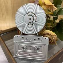 1套复古磁带和黑胶唱片切割模具，10.4*6.6厘米碳钢模具，适用于DIY剪贴簿和卡片制作 - 銀白色 - 查看 6