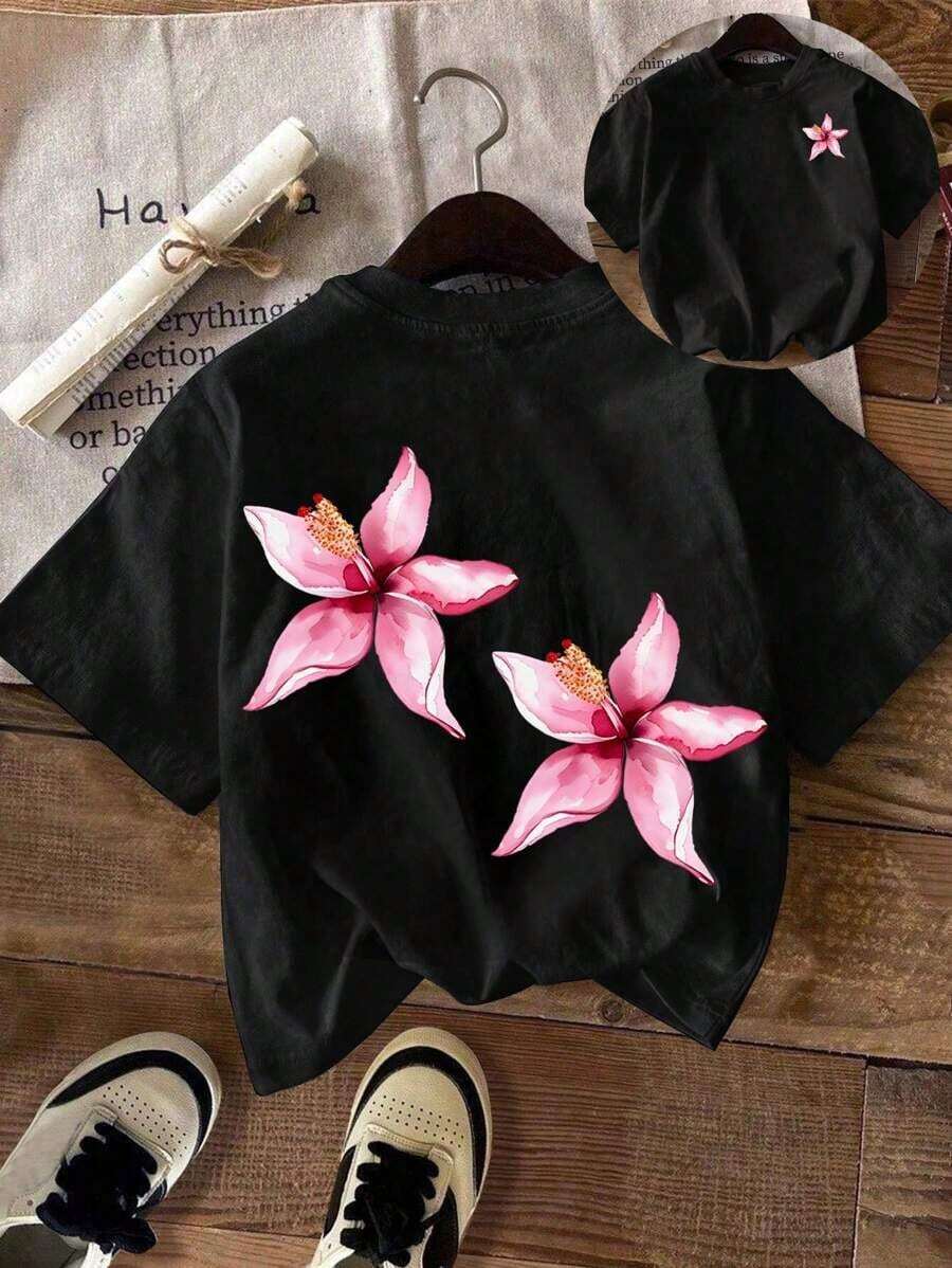 Women's Short-Sleeved Round Neck T-Shirt, Simple And Fashionable, Suitable For Summer And Spring Outfits. - Black - View 1