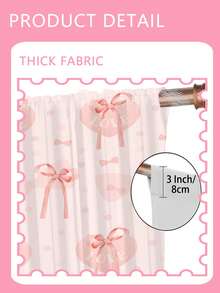 2PCS 110G Pink Heart Bow Print Curtain Blackout Curtains Outdoor Indoor Curtains Room Darkening Window Drapes Thermal Insulated For Bedroom Living Room For Balcony Easy To Hang Modern Style 100% Polyester - Multicolor - View 7
