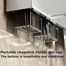 Estante de almacenamiento multifuncional montado en la pared para cocina, con soportes y ganchos, jaula para palillos, soporte para cuchillos de cocina integrado - Gris 40 cm - Ver 6