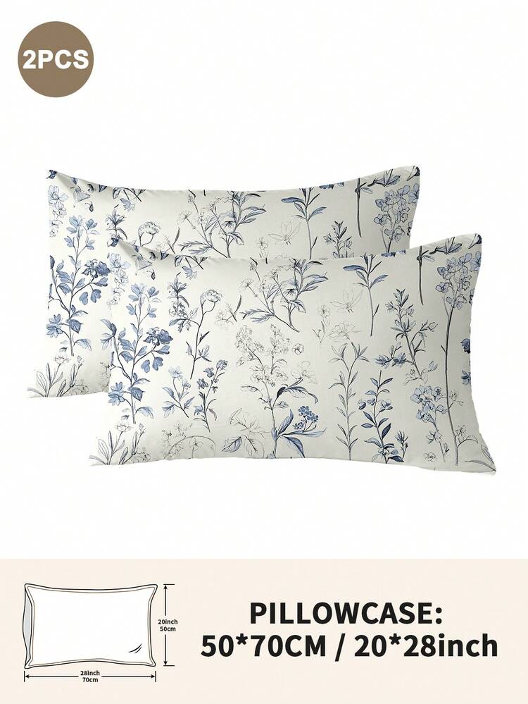 1 pieza/2 piezas/4 piezas Juego de fundas de almohada con estampado floral y de plantas de poliéster (no incluye el relleno de la almohada), suave y cómodo, adecuado para todas las estaciones, perfecto para el hogar, dormitorio, apartamento, habitación de invitados, alquiler vacacional y como regalo - Multicolor - Añade 44