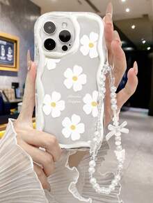 花卉奶油纹理透明彩绘手链，兼容 14/14 Pro Max、16/16 Pro Max、13/11/12/16、Galaxy S23/S24、Note 11 4G、11 Lite、A53、A14、A23、A24、A32、A33、A34、A51、A52、A53、A54、A71、A72、A73、S20 FE、S21、S22、S25 Ultra、S25、S25+ 手机壳 - 彩色 - 查看 3