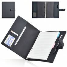 システム手帳 A5 バインダー カバー 6穴 リング リフィル 手帳カバー A5 サイズ ミニ6穴 手帳 スケジュール帳 ビジネス手帳 レザー 革 ペンホルダー カードポケット おしゃれ シンプル　プレゼント - スモークブルー - チェックする 7