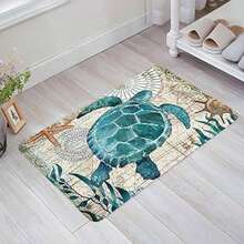 1pc Classic Vintage Sea Turtle Pattern Mat, Spring/Summer Sea Turtle Ocean Carpet, Bathroom Mat, Bathroom Carpet, Doormat, Small Rug, Carpet, Mat, Home Decor, Area Small Rug, Outdoor Mat, Home Decor, Area Rug, Bedroom Rug, Washable Carpet - A - View 4