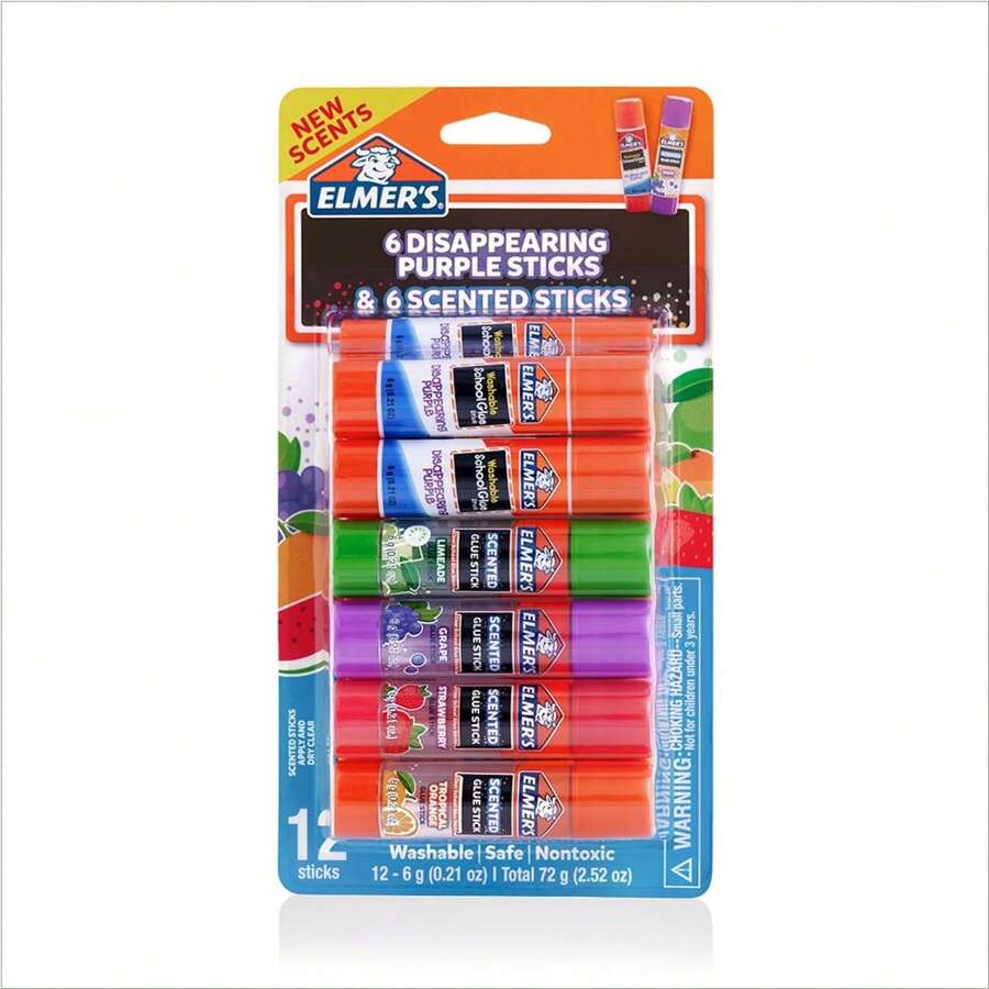 Scented Glue Sticks Variety Pack, Washable, , 6g Each, 12-Pack For School Crafts - 1 - View 1