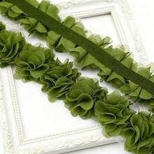 1m/Paquete de cinta de tela de encaje de gasa, accesorio de ropa, cinta decorativa floral, base de tela no tejida - Verde Oliva - Ver 8