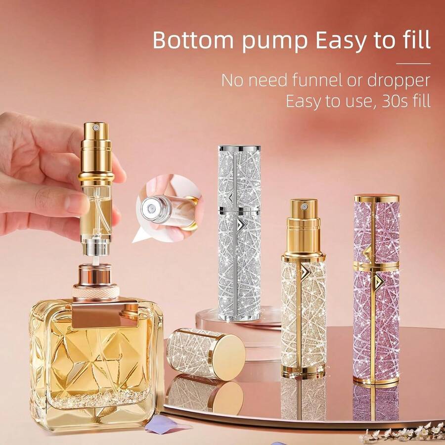 Chai xịt nước hoa du lịch 5ml có thể nạp lại - Chai xịt nước hoa bỏ túi sang trọng, chai xịt dạng sương, chai xịt nhỏ gọn, thích hợp cho túi đựng đồ vệ sinh cá nhân khi đi du lịch, túi trang điểm, túi đi biển, đồ dùng cần thiết khi đi nghỉ mát, đồ dùng học tập, đồ dùng du lịch, thích hợp cho ký túc xá, phòng tắm, cắm trại, nước hoa mini unisex. - Vàng - Xem 1