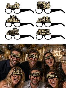 3pcs/2pcs/1pc-21st Birthday Glasses, 18th Birthday Glasses. Cool Birthday Party Glasses - Black & Gold Fun Glasses, Birthday Decoration Glasses, Suitable For Birthday Party Photo Props, Birthday Host Costume, Birthday Party, Birthday Party Decorations, Also Can Be Used As Photo Props. Birthday Hat, Vintage Birthday Party Costume Accessories, Suitable For 18, 21, 30, 40, 50, 60, 70th Birthday Party Atmosphere Decoration, - Multicolor - View 6