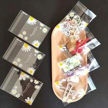 100pcs Daisy Print Gift Bags, Transparent Self-Adhesive Small Packaging Bags Suitable For Wedding Favors, Birthday Tea Party, Small Gifts Packaging, Suitable For Christmas, Halloween, Christmas Eve - Transparent 7*7cm - View 9