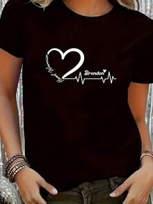Nueva camiseta con patrón creativo del corazón - Negro - Ver 2