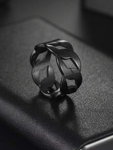 1pc Punk Hollow Stainless Steel Ring, Unisex Non-Fading Band, Niche Elegant Versatile Knuckle Ring - Openwork Wide Ring - View 19