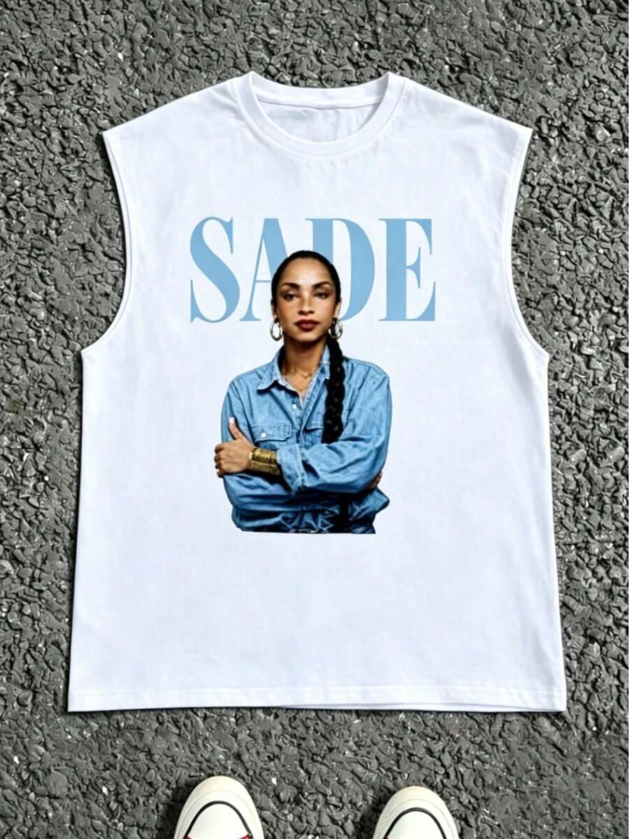 Women's Sleeveless Tops, Sade Vintage Graphic Tank Top, Summer Tops For Women, Party Tops - 白色2 - 查看 1
