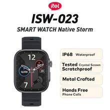 itel ISW-023 智能手表，2.02 英寸高清显示屏，防刮水晶屏幕，IP68 级防水防尘，7 天电池续航 - 黑色 - 查看 3