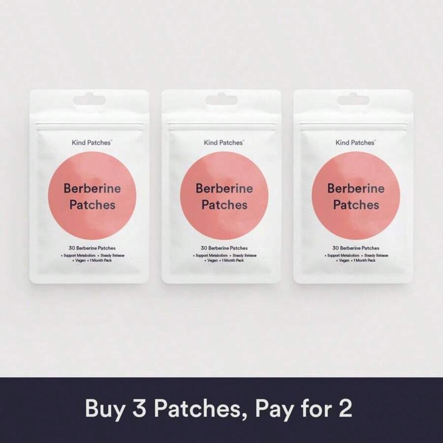 Kind Patches Berberine Patch Set 3 Packs, Plant Based Metabolic Wellness Patches, Daily Steady Release Transdermal Patch With Pomegranate Cinnamon Chromium - 3 件裝 - 查看 1