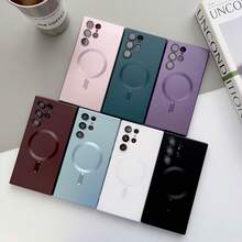 适用于三星 Galaxy S26、S24、S25、S22、S23 Ultra Plus、S20、S21 FE、Note 20 Ultra 和 10 Plus 的全覆盖磨砂硅胶手机壳，奢华磁吸设计，采用柔软 TPU 材质，有效防震防摔，新款 - 黑色 - 查看 4