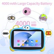 这款7英寸儿童平板电脑配备64GB存储空间和4GB运行内存，运行Android 13.0系统，拥有1280x800 IPS分辨率屏幕，具备家长控制功能、教育类应用、双摄像头，并配有防震保护套。 - 彩色 - 查看 7