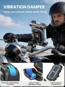 Tounee Motorcycle Phone Holder Mount -Dual Vibration Dampener, Tool-Free Bike Phone Holder Handlebar Clip &Amp; Secure Lock For IPhone 16_15 Pro Max, 47-67" Phones - Black - 顏色A - 查看 6