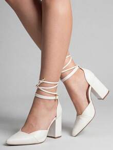 MODARPE Medium Thick Heel Pointed Toe Pump S05 - Blanco - Ver 1
