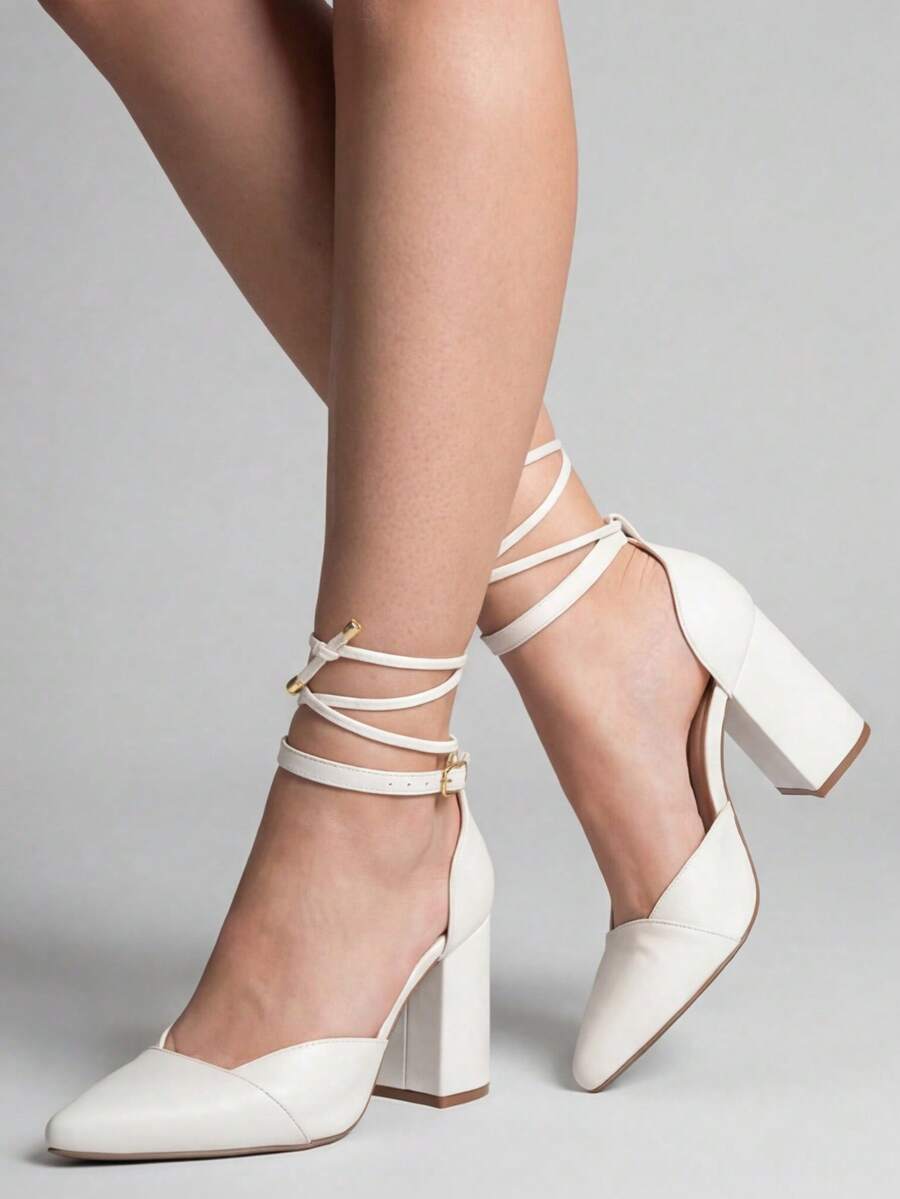 MODARPE Medium Thick Heel Pointed Toe Pump S05 - Blanco - Ver 1