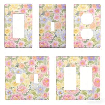 Bathroom Bedroom Kitchen Farmhouse Decor Floral Countryside Style Butterfly Aesthetic Style Decorative Outlet Covers Decorative Wall Plate Light Switch Plate Covers Electrical Faceplate