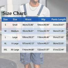 2026 Hot  Men's Distressed Denim Bib Overall Shorts - Relaxed Fit, Knee-Length, Multi-Pocket Design | Non-Stretch Woven Denim Fabric, Casual Style, Machine Washable & Dry Cleanable, Summer Casual Wear - 藍色 - 查看 3