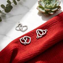 5 piezas de conectores de corazón entrelazados en oro y plata, eslabones de corazón doble de acero inoxidable 304 para hacer pulseras, collares y suministros de joyería DIY - conector - Ver 4
