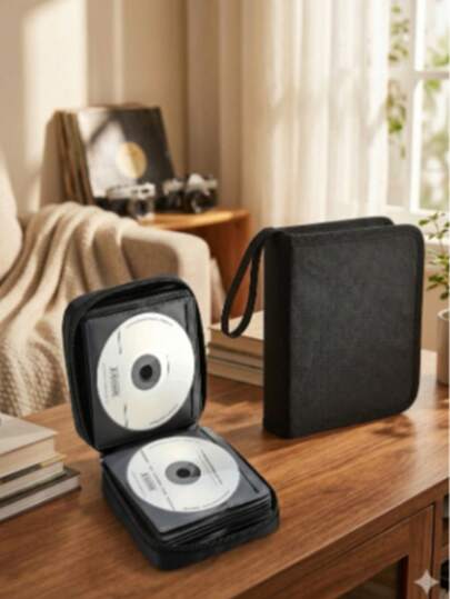 1个可容纳40张CD/DVD的收纳包 - 便携式媒体整理盒，适用于家庭、旅行和汽车 - 耐用保护型媒体盒