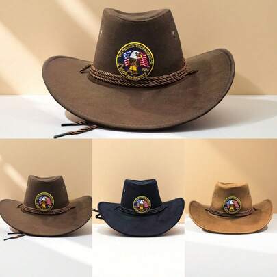 1pc Faux Suede Western Cowboy Hat, Unisex Cowboy/Cowgirl Hat Suitable For Gatherings And Outings
