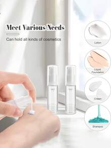 5/10/15ml Bow Tie Pattern Refillable Vacuum Lotion Dispenser Bottles, Compact Pump Head, Travel Makeup Essential, Foundation Vacuum Pump Bottle, Transparent Travel Size, Travel Cream Pump Bottle Set, Portable Airless Cosmetic Sample Container, Business Travel Essential, Convenient To Carry - Multicolor - View 7