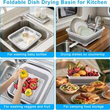 Collapsible Dish Drying Rack With Drain Plug Tube, Portable Dish Drainers For Kitchen Counter, Folding Dish Rack Over Sink Drying Dinnerware,Kitchen Sink Organizer Travel Trailer RV Camping Essentials,Gift - 附排水塞 - 查看 5