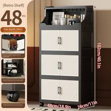40cm/15.7in - 60cm/23.6in Wide Plastic Storage Cabinet, Multi-Layer Foldable Storage Box, Kitchen Dining Utensil Cabinet, Kitchen Shelf Organizer, Living Room Toy Cabinet, Slim Gap Organizer, Kitchen Slim Storage Cabinet, Christmas Gift, Storage Box, Under Bed Storage - Black - View 18