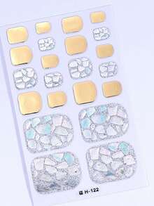 5pcs Full Toe Nail Stickers, Glitter Self-Adhesive Nail Art Decals With Designs, Nail Decoration Set For Women And Girls, Suitable For Birthday Party, Gathering And Ball - Multicolor - View 8
