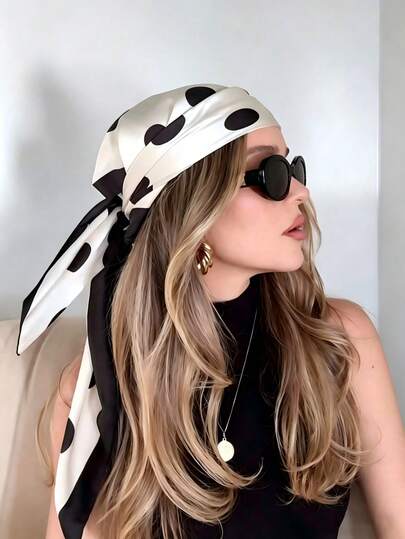 1pc Minimalist Printed Satin Scarf, Spring New Fashion Accessory Scarf, Suitable For Women, Can Be Used As A Belt, Bag Decoration, Ribbon, Headband Or Regular Scarf, An Ideal Choice To Enhance The Overall Styling.