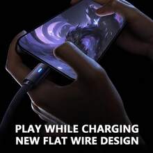 Dual Type C Flat-Cable Transparent Data Wire Super Fast Charging 66W Type C To Type C Cable For Phone 17 16 15 Charger Data Cord USB C - Black - View 3