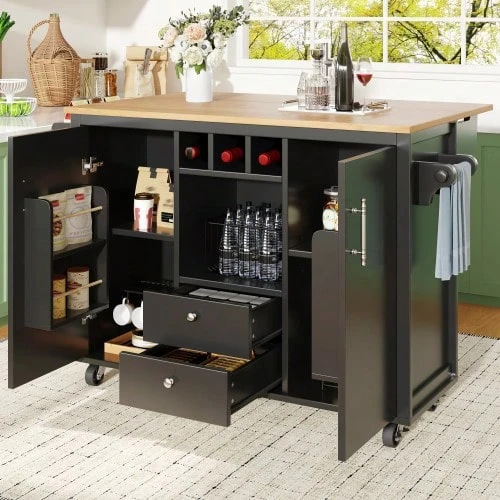 Kitchen Sideboard 120 X 73 (45) X 92 Cm - Black - View 1