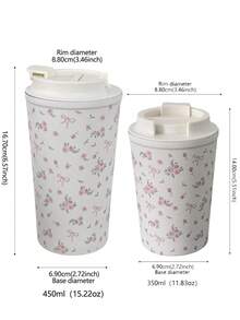 1 Stück 350ml-450ml (11,8oz-15,2oz) Schleife Rosen- & Blumenmuster Doppelwandiger Isolierbecher aus Edelstahl, Kaffeetasse, Vakuumflasche, Reise- & Outdoor-Becher, Flacher Boden, Auto-Becher, geeignet für alle Jahreszeiten, Geschenk für Feiertage - Verschiedenfarbig - Übersicht 5