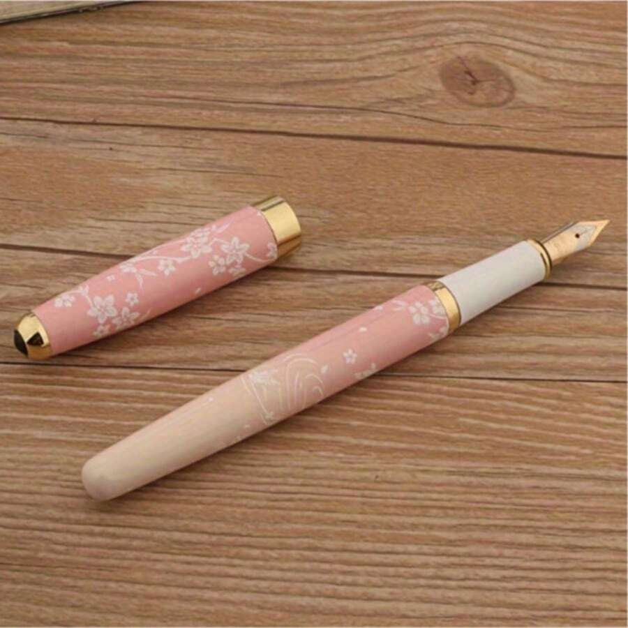 1支装金属钢笔 粉色樱花图案 办公文具 学生用品 书写工具 - A - 查看 1