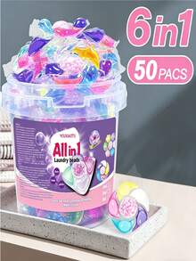Family Size 5-In-1 Concentrated Laundry Detergent Pods, Fragrant Long-Lasting Scent Beads, Powerful Deep Cleaning Stain Removal, Multi-Effect Softening And Long-Lasting Fresh Fragrance Detergent - Liquid - View 2