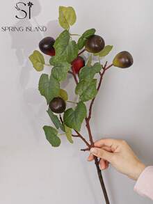 1/3pcs Artificial Ficus Branches With 5 Fruits, 38cm/14.9 Inches, Made Of PE Material. Available In Green Or Purple Fruit Styles. Artificial Plants, Artificial Flowers, Seasonal Decor, Wedding Decor, Tabletop Decor, Centerpiece, Fake Plants, Room Decor, Desk Decor, Garden Decor, Indoor Decor, Party Gifts, Dorm/Office Decor, Easter, Home Decor. - Multicolor-b - View 14